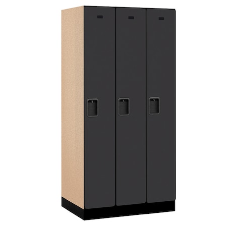 Salsbury Industries Wardrobe Locker, 36" W, 21" D, 76" H, (3) Wide, (3) Openings, Black 31361BLK